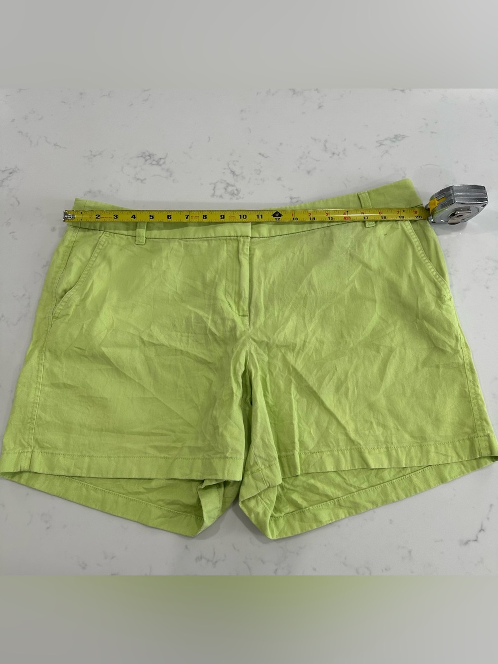 J.Crew Chino Shorts Size 16 Lime Green Cotton Twill Flat Front Preppy Summer